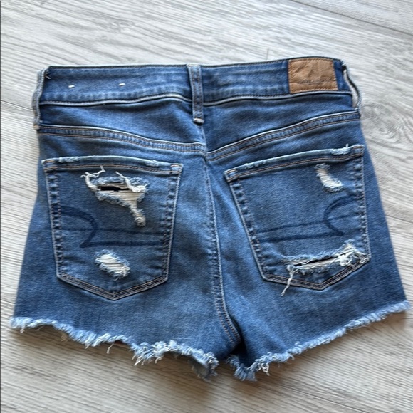 American Eagle Blue Distressed Jean Shorts - Picture 3 of 5